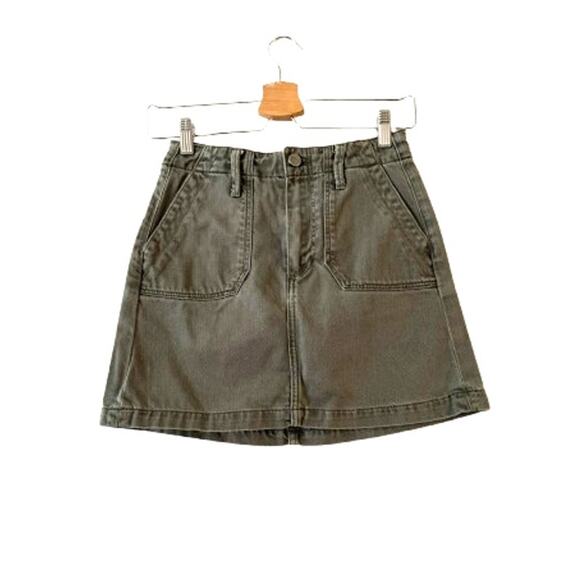 PAIGE Mayslie Twill Denim Mini Skirt 24 Vintage Ivy A-Line Belt Loops Pocket - Picture 3 of 10